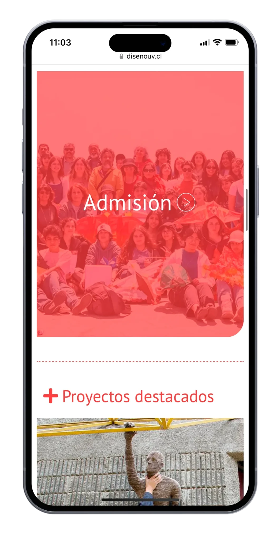 Versión móvil optimizada del sitio Escuela UV