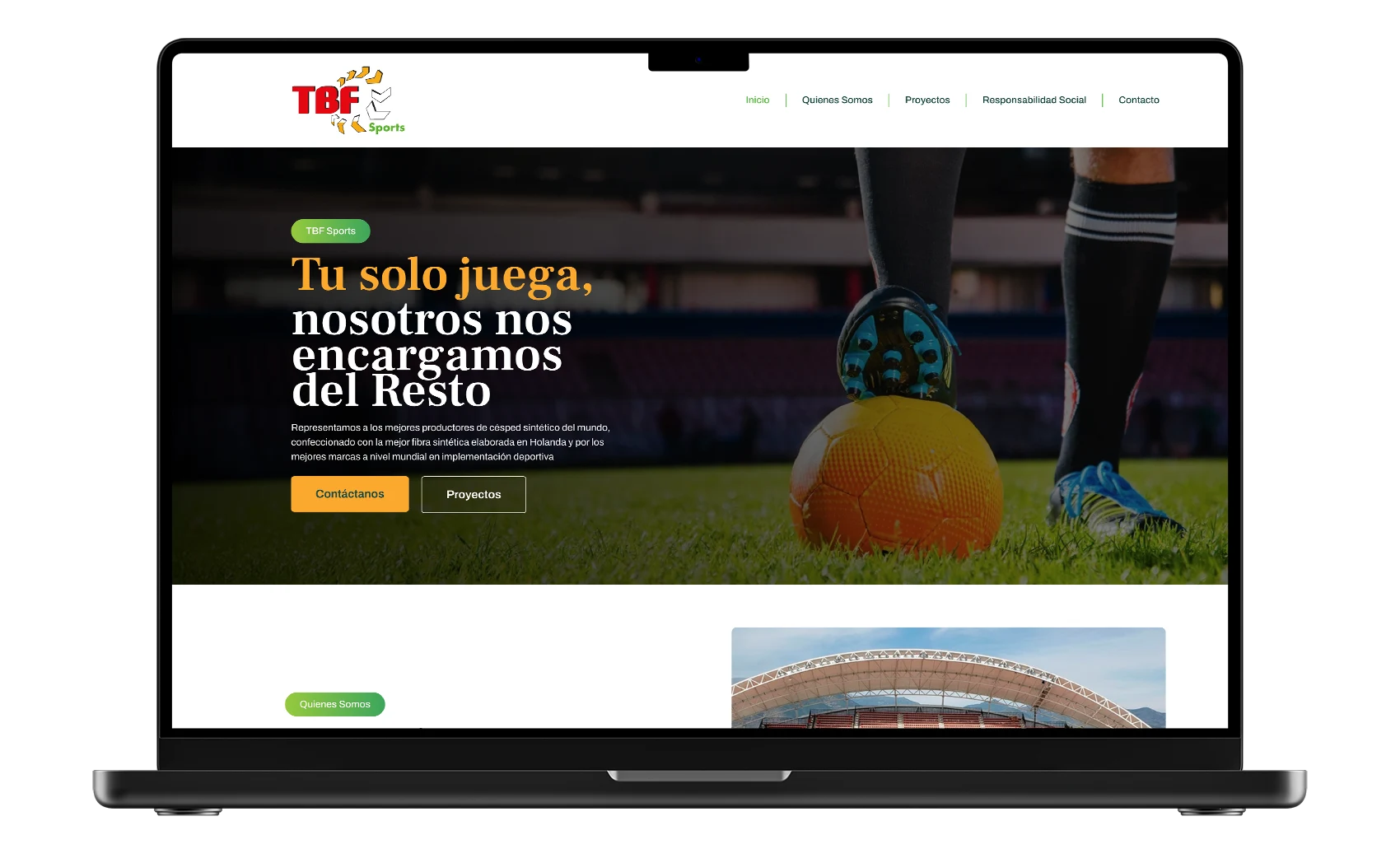 sitio web tbf sport escritorio diseño ux ui home