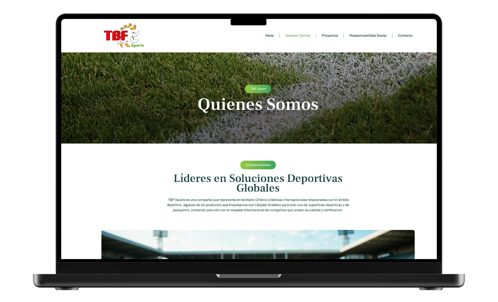 pagina servicios tbf sport diseño web pasto sintetico